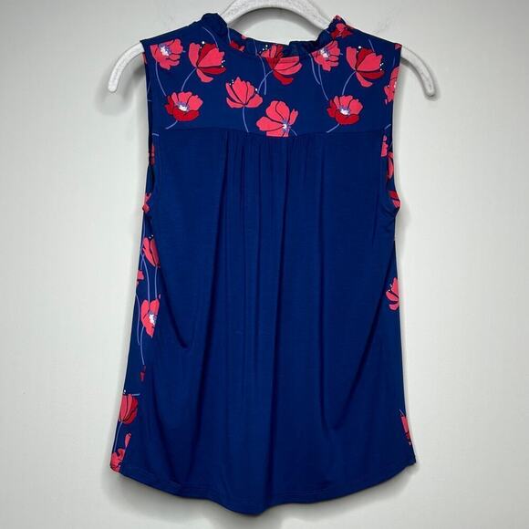 NWT 41 Hawthorn Orlee Mixed Media Split Neck Sleeveless Floral Top XSP - Picture 7 of 9